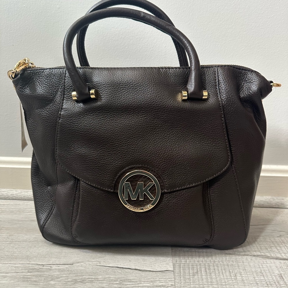 Michael Kors Fulton Dk Chocolate Large Leather Satchel, NWT